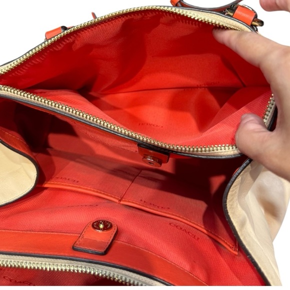 Coach Crosby Leather Carryall Two-Tone Colorblock Crossbody Satchel Bag - Picture 7 of 16